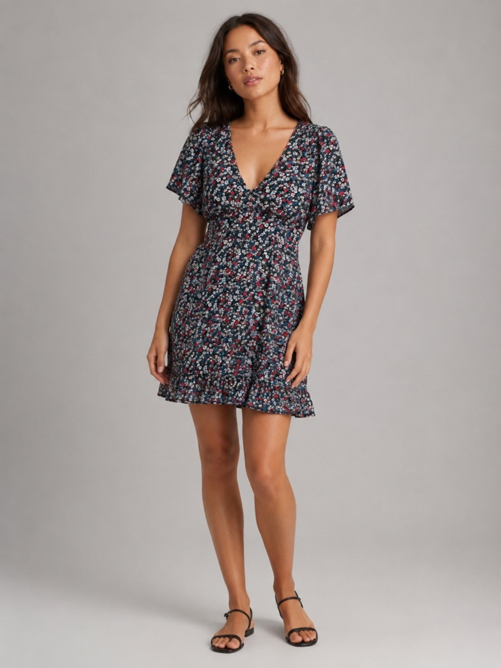 Abercrombie & Fitch Floral Mini Dress Medium Puff Sleeve Smocked Back Cottagecor